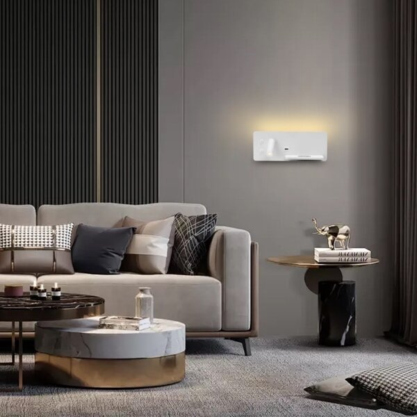 Immax 08285L-LED Nástenné sviet. s pol., USB a bezdr. nab. LED/3W/230V + LED/3W