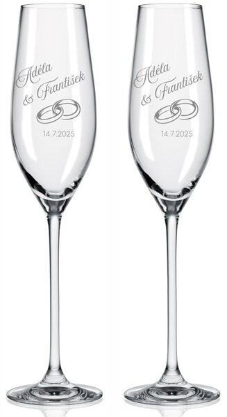 Svadobné poháre na sekt Rings 2 ks