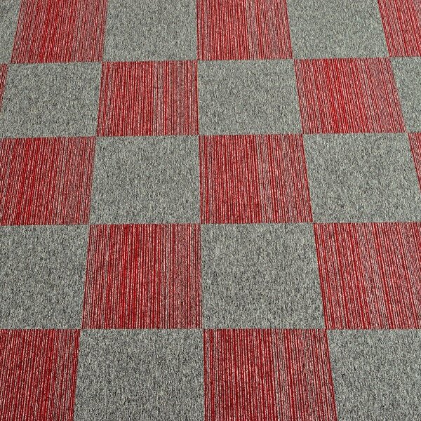 Tapibel , Kobercový štvorec Coral Lines 60380-50 červeno-šedý 50 x 50 cm, chodba / predsieň
