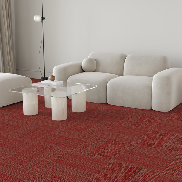 Tapibel , Kobercový štvorec Coral Lines 60380-50 červeno-šedý 50 x 50 cm, chodba / predsieň