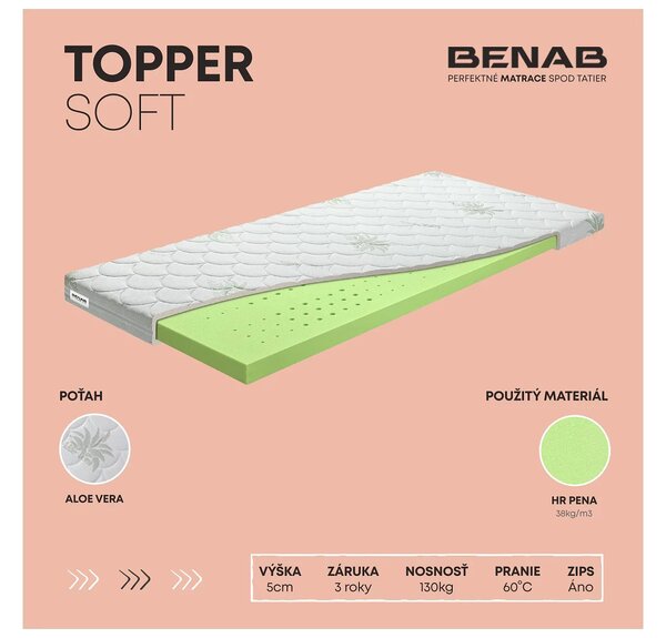 NovýNábytok.sk Vrchný matrac / Topper Benab Oidipus 200x180 cm (T3). Vlastná spoľahlivá doprava až k Vám domov. 763238
