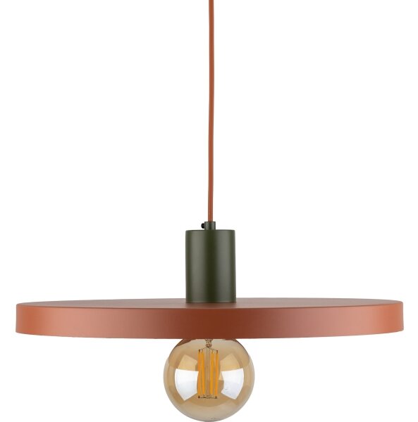 Luster na lanku SILA 1xE27/15W/230V pr. 40 cm tehlová/zelená