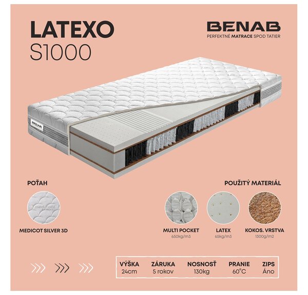 NovýNábytok.sk Taštičkový matrac Benab Apolón S1000 200x90 cm (T4/T3). Akcia -10%. Vlastná spoľahlivá doprava až k Vám domov. 763507