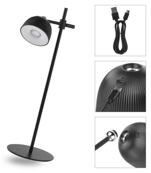 LED Stmievateľná nabíjacia stolná lampa magnetická 4v1 LED/4,2W/3,7V 4000K čierna