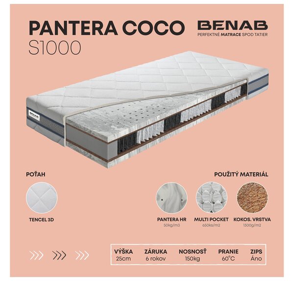 NovýNábytok.sk Taštičkový matrac Benab Afrodita Coco S1000 200x80 cm (T4/T5). Vlastná spoľahlivá doprava až k Vám domov. 763494
