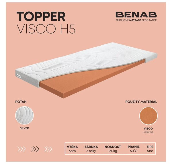 NovýNábytok.sk Vrchný matrac / Topper Benab Forkys H5 200x90 cm (T2). Vlastná spoľahlivá doprava až k Vám domov. 763627