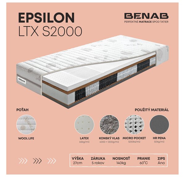 NovýNábytok.sk Taštičkový matrac Benab Hermes LTX S2000 200x90 cm (T4/T5). Vlastná spoľahlivá doprava až k Vám domov. 763579