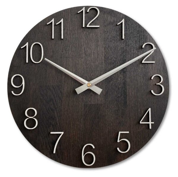 Luxusné drevené nástenné hodiny Wenge – Čierny dizajn I SENTOP MAS016-OSMO-3169-heads-silver