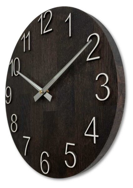 Luxusné drevené nástenné hodiny Wenge – Čierny dizajn I SENTOP MAS016-OSMO-3169-heads-silver