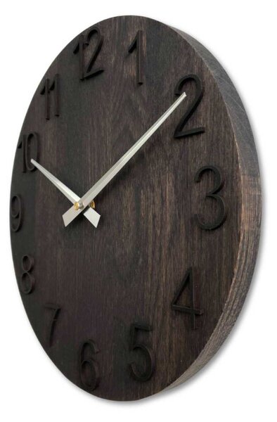 Luxusné drevené nástenné hodiny Wenge – Čierny dizajn I SENTOP MAS016-OSMO-3169-heads-silver