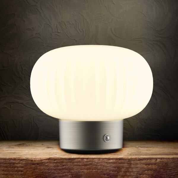 LED Stmievateľná dotyková stolná lampa LATTE LED/1,8W/5V USB 2000 mAh chróm/biela