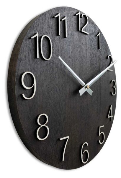 Luxusné drevené nástenné hodiny Wenge – Čierny dizajn I SENTOP MAS016-OSMO-3169-heads-silver