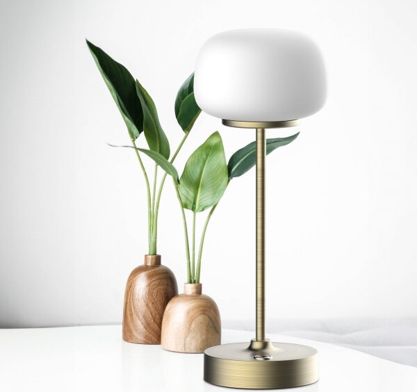 LED Stmievateľná dotyková stolná lampa RIMINI LED/2W/5V USB 2000 mAh zlatá/biela