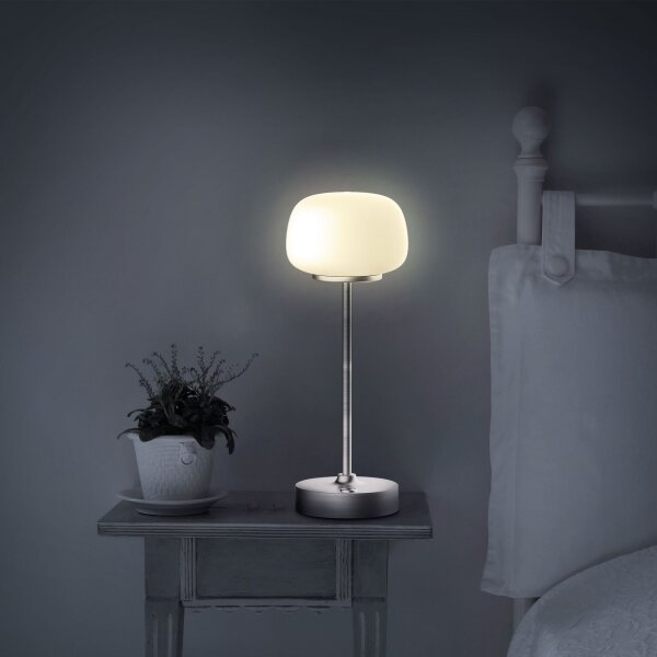 LED Stmievateľná dotyková stolná lampa RIMINI LED/2W/5V USB 2000 mAh chróm/biela
