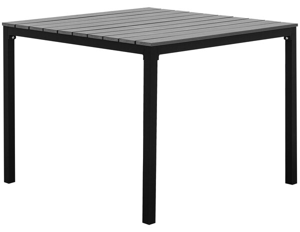 Záhradný stôl sivá čierna hliník plastové drevo 95 x 95 cm odolnosť voči vplyvom počasia pre 4 osoby moderný štýl