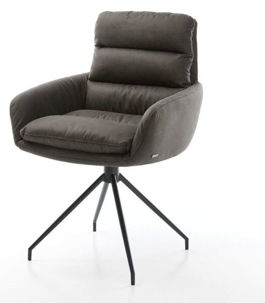 DELIFE Jedálenská stolička Abelia-Flex s opierkami mikrovlákno antracit vintage krížová podstava zúžená čierna