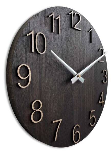 Luxusné drevené nástenné hodiny Wenge – Čierny dizajn I SENTOP MAS016-OSMO-3169-heads-silver