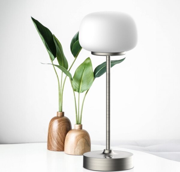LED Stmievateľná dotyková stolná lampa RIMINI LED/2W/5V USB 2000 mAh chróm/biela