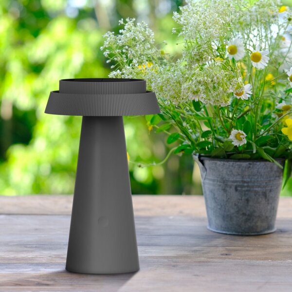 LED Solárna lampa MARAKESZ LED/3,7V USB 3600 mAh 1800/2700/3000K IP54 šedá