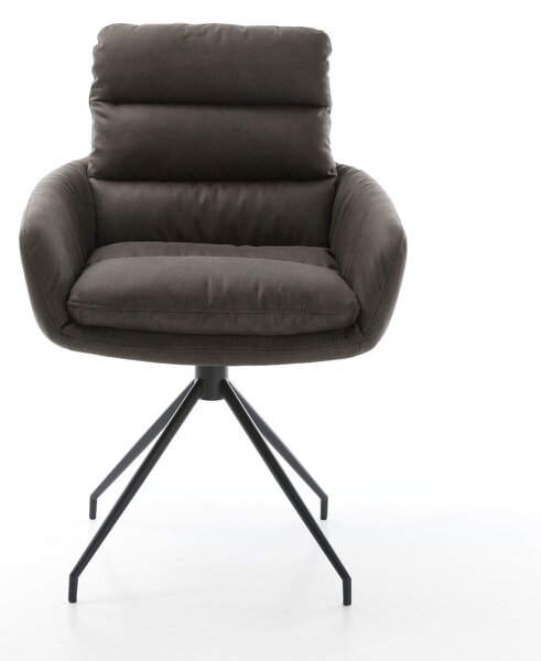 DELIFE Jedálenská stolička Abelia-Flex s opierkami mikrovlákno antracit vintage krížová podstava zúžená čierna