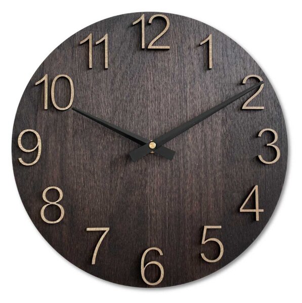 Luxusné drevené nástenné hodiny Wenge s 3D číslicami | SENTOP MAS016-OSMO-3169-heads-black