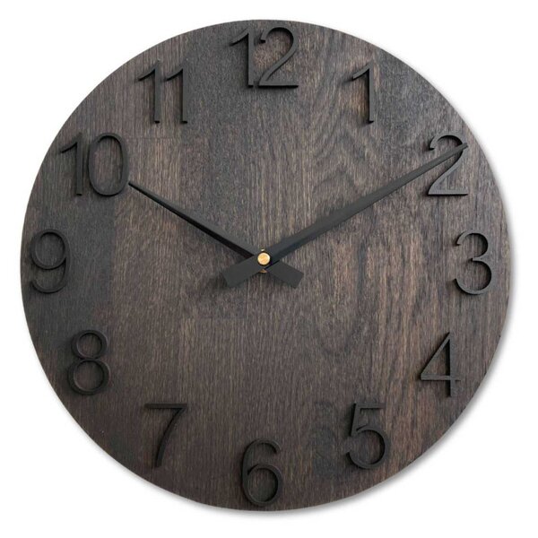Luxusné drevené nástenné hodiny Wenge s 3D číslicami | SENTOP MAS016-OSMO-3169-heads-black