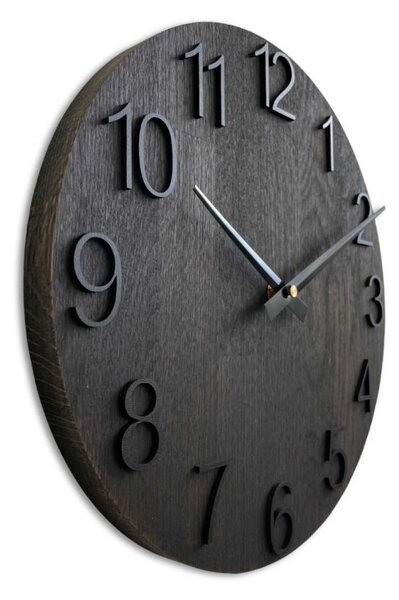 Luxusné drevené nástenné hodiny Wenge s 3D číslicami | SENTOP MAS016-OSMO-3169-heads-black