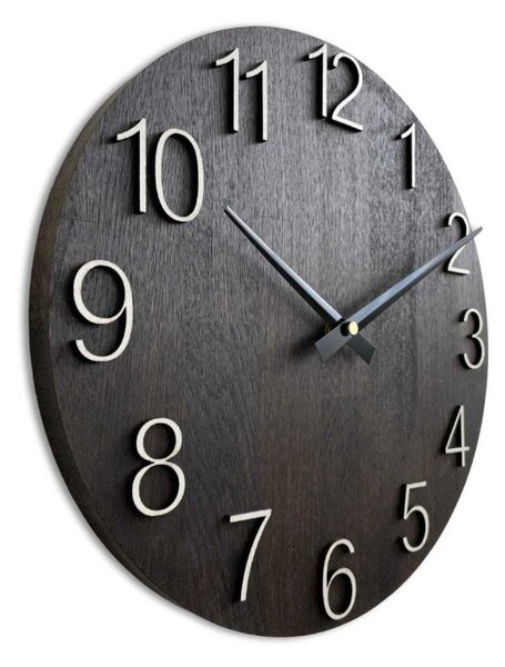 Luxusné drevené nástenné hodiny Wenge s 3D číslicami | SENTOP MAS016-OSMO-3169-heads-black
