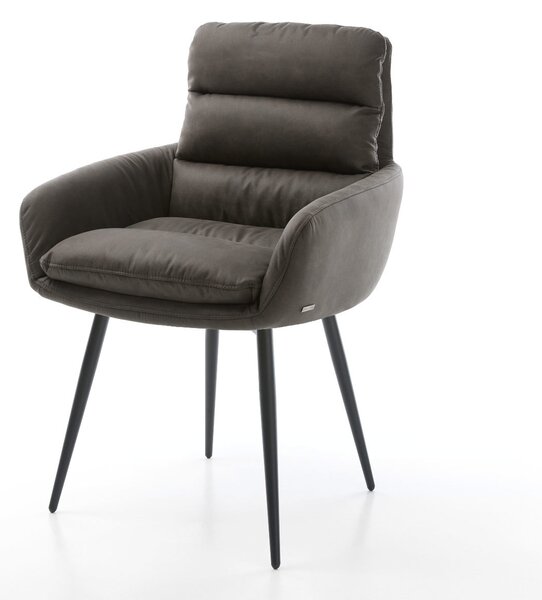 DELIFE Jedálenská stolička Abelia-Flex s opierkami mikrovlákno antracitová vintage 4-nohá zúžená čierna