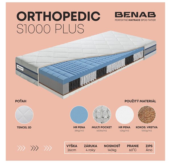 NovýNábytok.sk Taštičkový matrac Benab Héra S1000 Plus 200x80 cm (T3/T5). Vlastná spoľahlivá doprava až k Vám domov. 763818