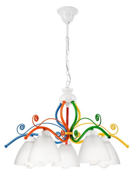 Luster na reťazi RETRO 5xE27/60W/230V biela/pestrofarebná