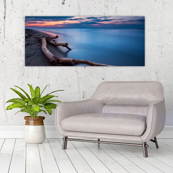 Obraz pláže pri západe slnka (120x50 cm)