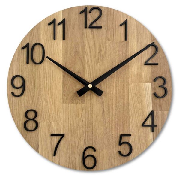 Nástenné hodiny drevené s vyrezávanými číslicami I SENTOP FB-MAS016-OSMO-3041-heads-black