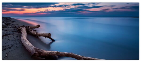Obraz pláže pri západe slnka (120x50 cm)
