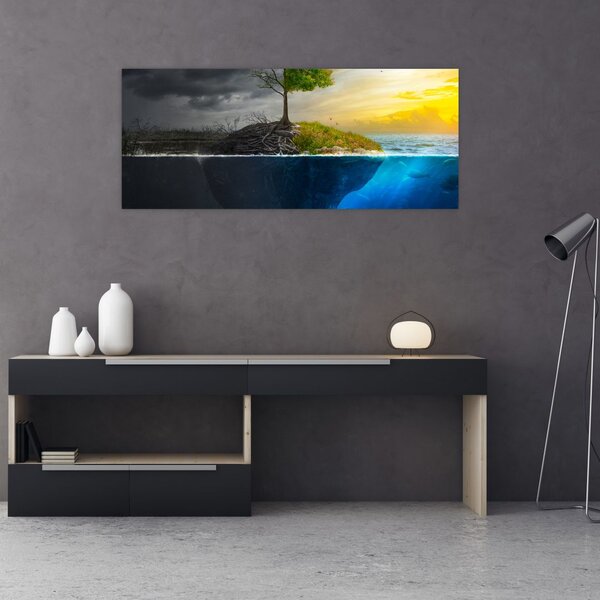 Obraz znázorňujúci dve strany (120x50 cm)
