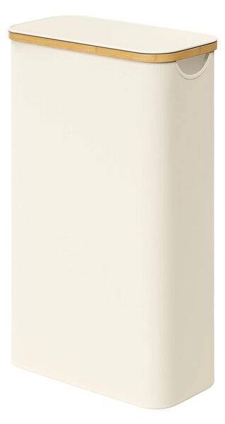SONGMICS Skladací košík na bielizeň s vekom, oxfordská tkanina, 65 l, vyberateľná vložka, 42 x 71 x 23 cm, krémová