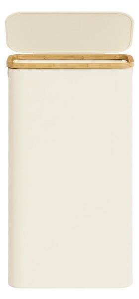 SONGMICS Skladací košík na bielizeň s vekom, oxfordská tkanina, 65 l, vyberateľná vložka, 42 x 71 x 23 cm, krémová