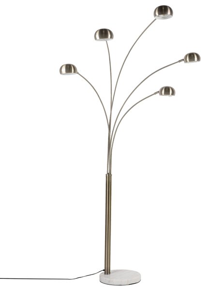 Stojaca lampa zlatá kovová chrómovaná 210 cm s 5 nastaviteľnými tienidlami oblúkový dizajn industriálny štýl