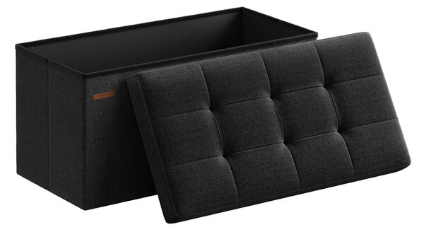 SONGMICS Taburet s úložným priestorom, nosnosť 300 kg, 89 l, 76 x 38 x 38 cm čierna