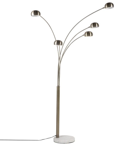 Stojaca lampa zlatá kovová chrómovaná 210 cm s 5 nastaviteľnými tienidlami oblúkový dizajn industriálny štýl