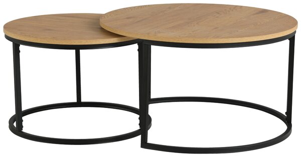 SADA KONFERENČNÝCH STOLÍKOV, farba duba, kov, kompozitné drevo, 60-80/60-80/42-45 cm Ti'me - Stolíky do obývačky