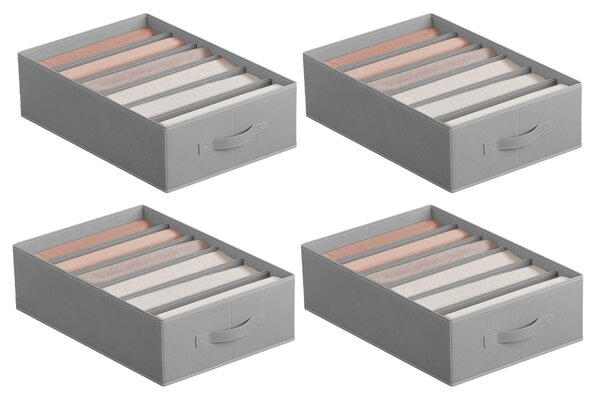 SONGMICS Organizér do zásuvky, 4 ks, 6 priehradiek, 42 x 30 x 17 cm, sivý
