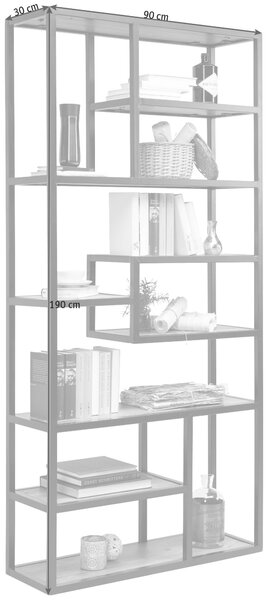 REGÁL, akácia, 90/190/30 cm Carryhome - Obývacie zostavy