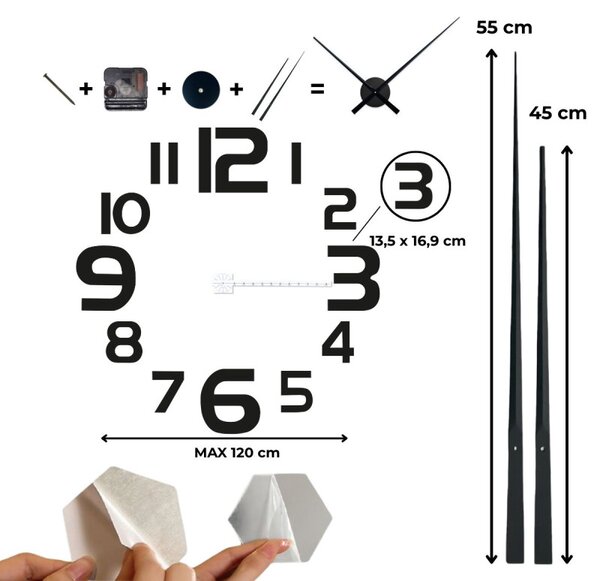 Nalepovacie hodiny na stenu - moderné 3D hodiny I SENTOP 12S034