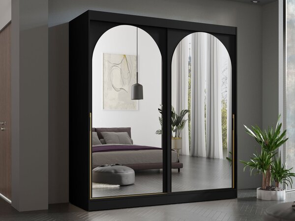 Mirjan24 Šatník Nivez 200, Farby: biela / biela + čierna 5903211425479