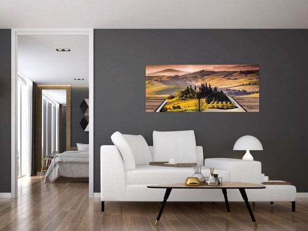 Obraz krajiny v knihe (120x50 cm)