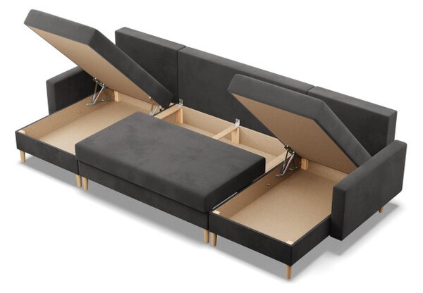 Sedacia súprava BLANK Comfort v tvare U sivá