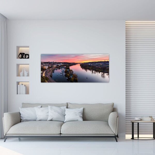 Obraz nočnej Prahy (120x50 cm)