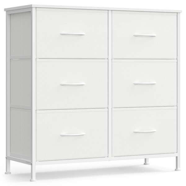 SONGMICS Komoda s 6 látkovými zásuvkami, 77 x 74 x 30 cm, biela