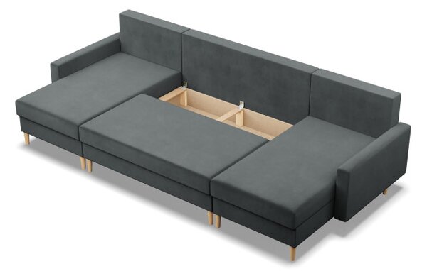 Sedacia súprava BLANK Elegant v tvare U tmavosivá